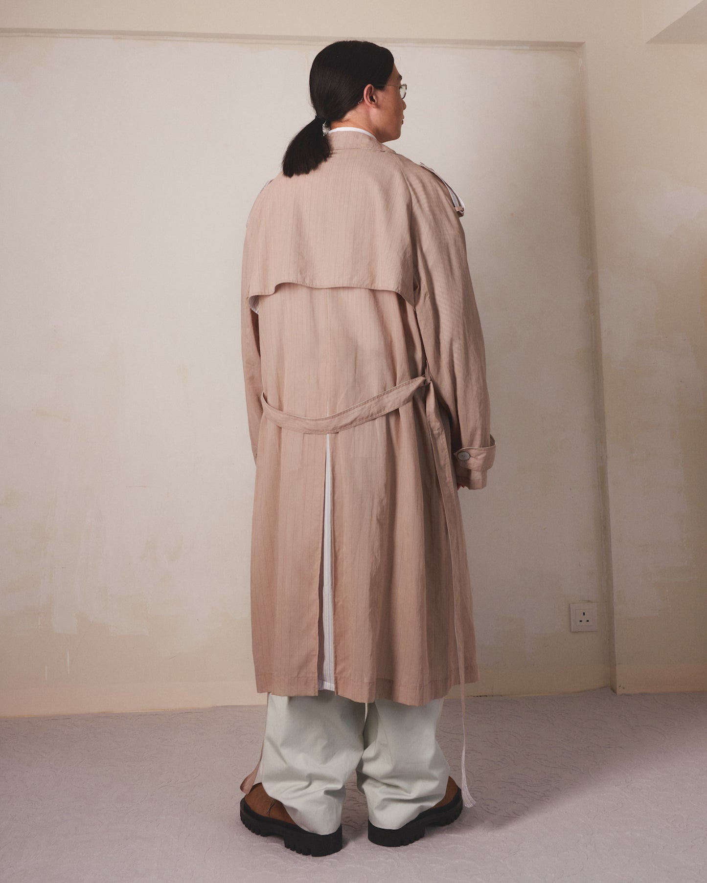 Vertical Stripes Double-Breast Shirt-Weight Trench - MH26AJK06B
