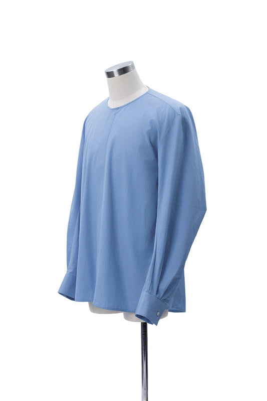 Thomas Mason Bias-Cut Sleeves Collarless Shirt - MH26AST02B
