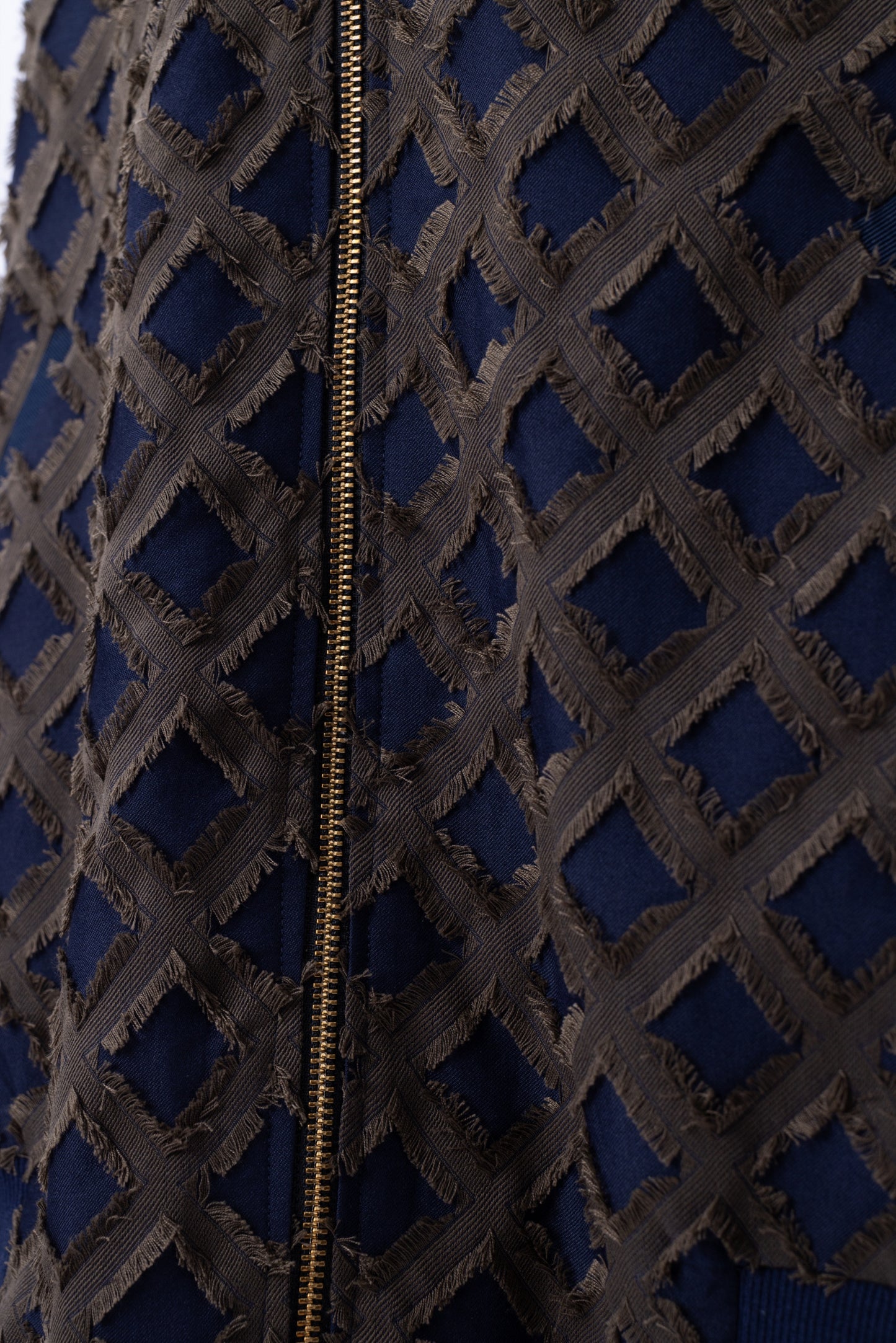 “Shelter” Diamond Lattice Fringe Jacquard Bomber Jacket - MH26AJK01