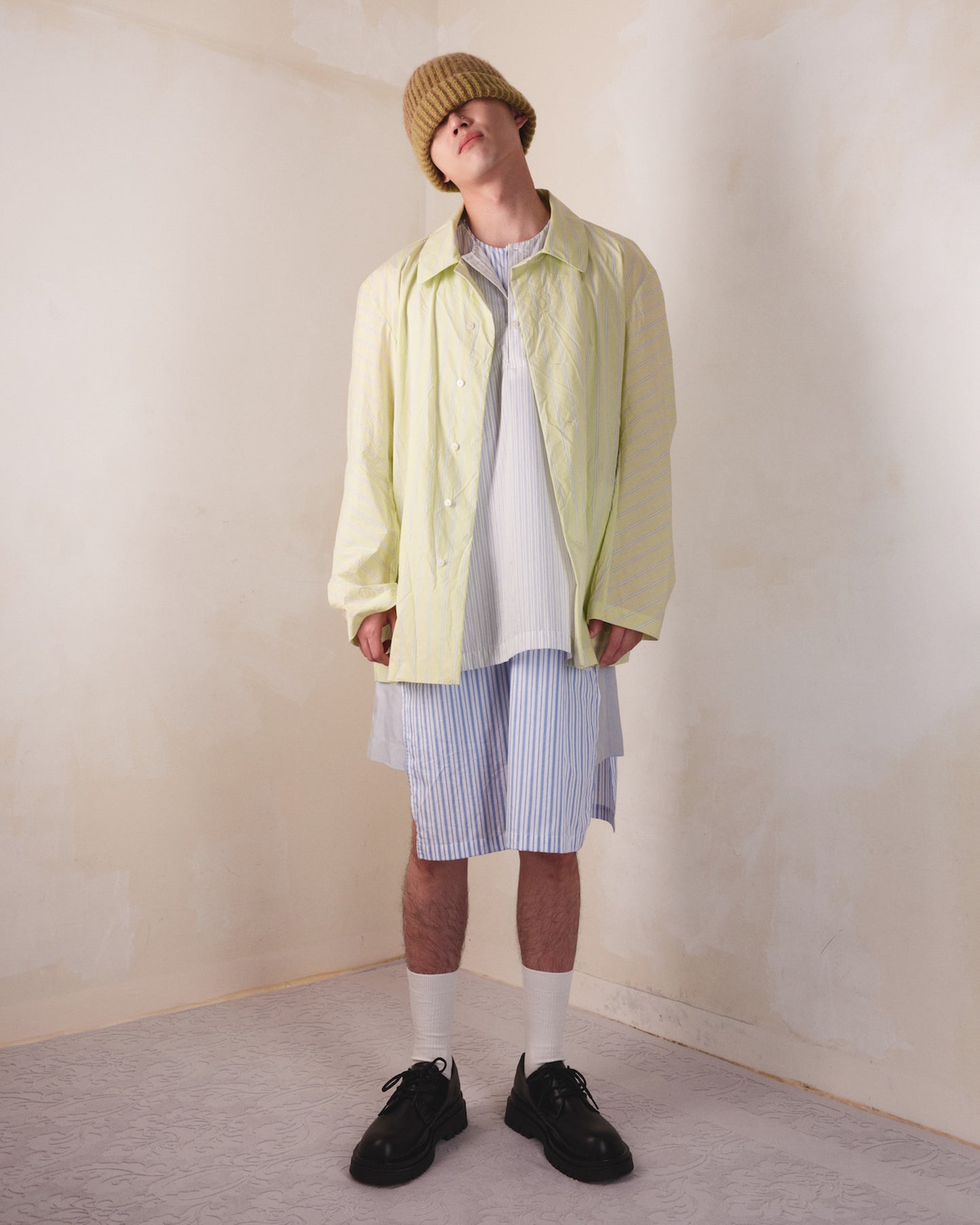 “Stripes-Play” Wrinkled Shirt Jacket - MH26AJK03B