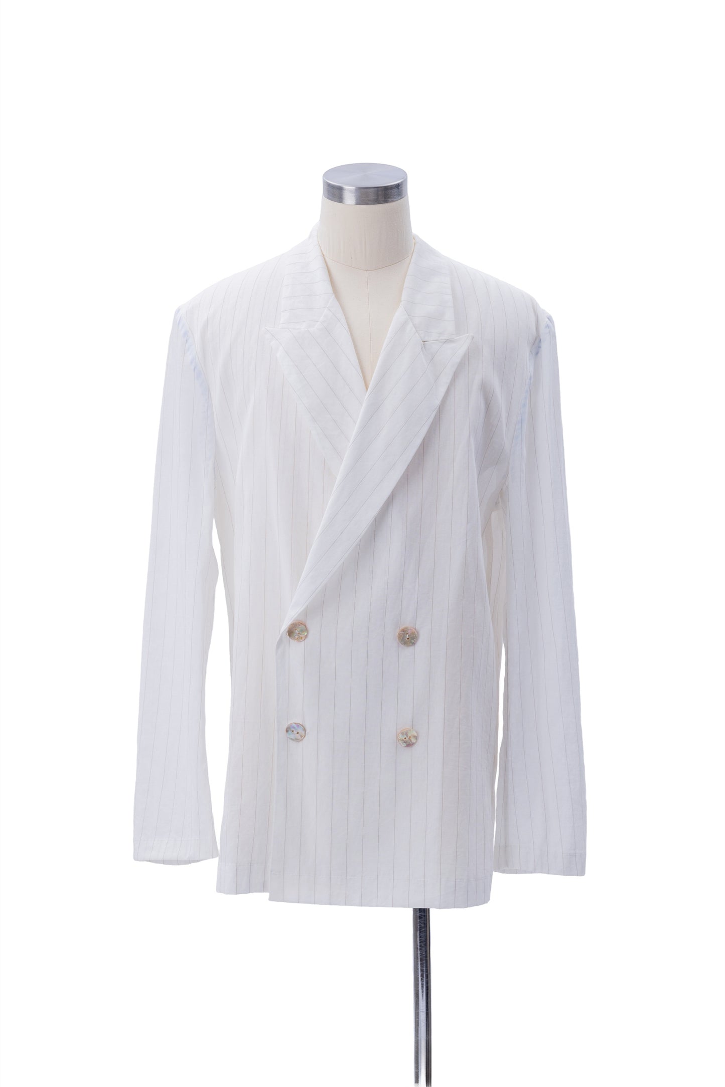 Vertical Stripes Double-Breast Shirt-Weight Blazer - MH26AJK05