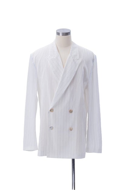 Vertical Stripes Double-Breast Shirt-Weight Blazer - MH26AJK05