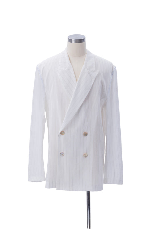 Vertical Stripes Double-Breast Shirt-Weight Blazer - MH26AJK05