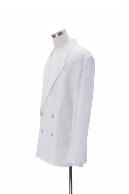Vertical Stripes Double-Breast Shirt-Weight Blazer - MH26AJK05