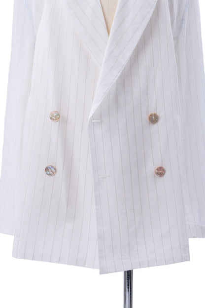Vertical Stripes Double-Breast Shirt-Weight Blazer - MH26AJK05