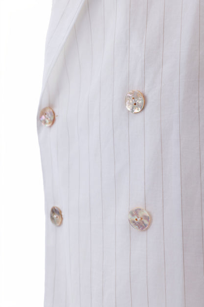 Vertical Stripes Double-Breast Shirt-Weight Blazer - MH26AJK05