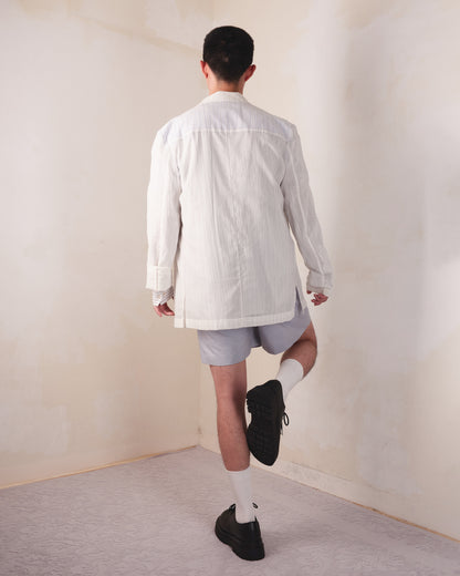 Vertical Stripes Double-Breast Shirt-Weight Blazer - MH26AJK05
