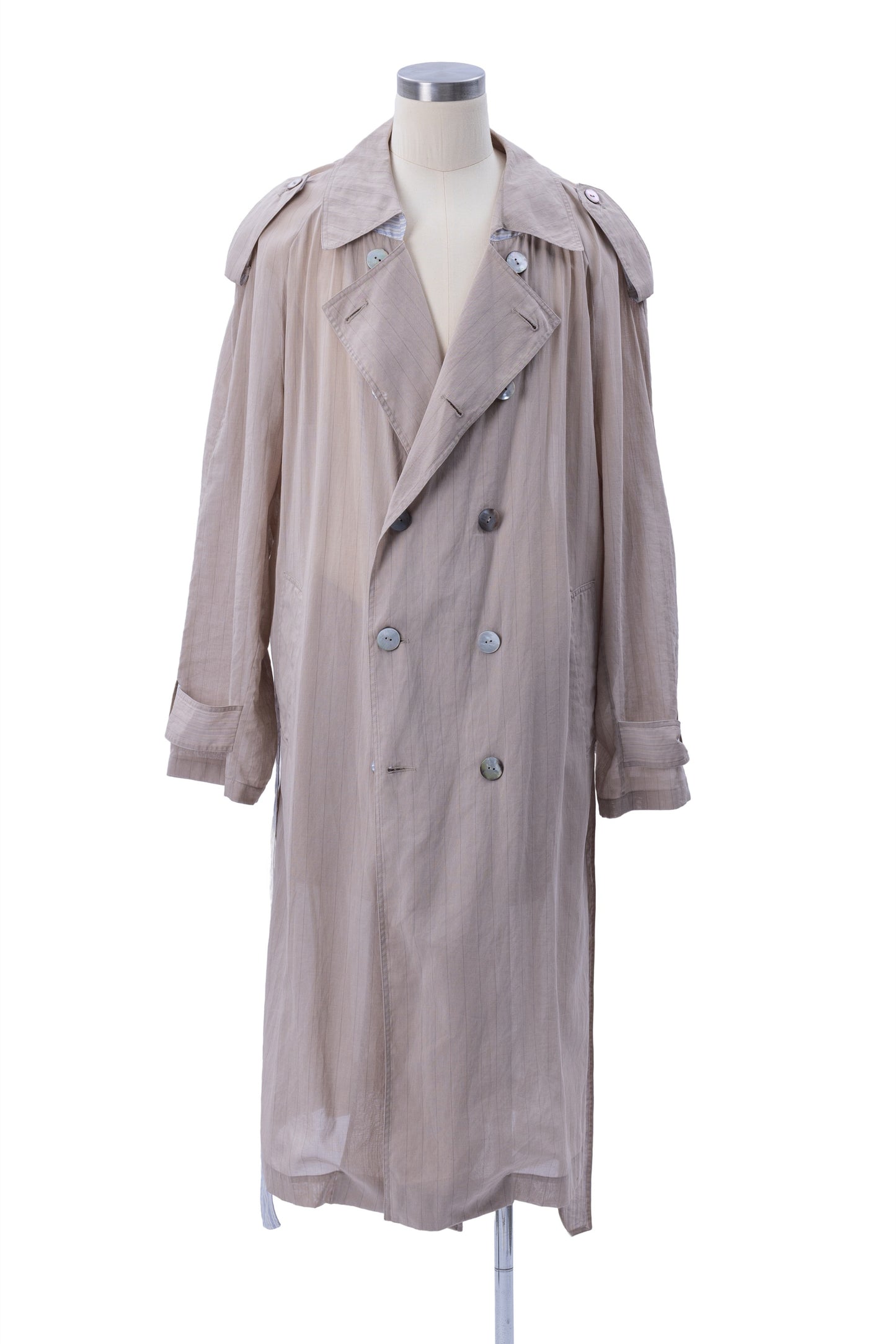 Vertical Stripes Double-Breast Shirt-Weight Trench - MH26AJK06B