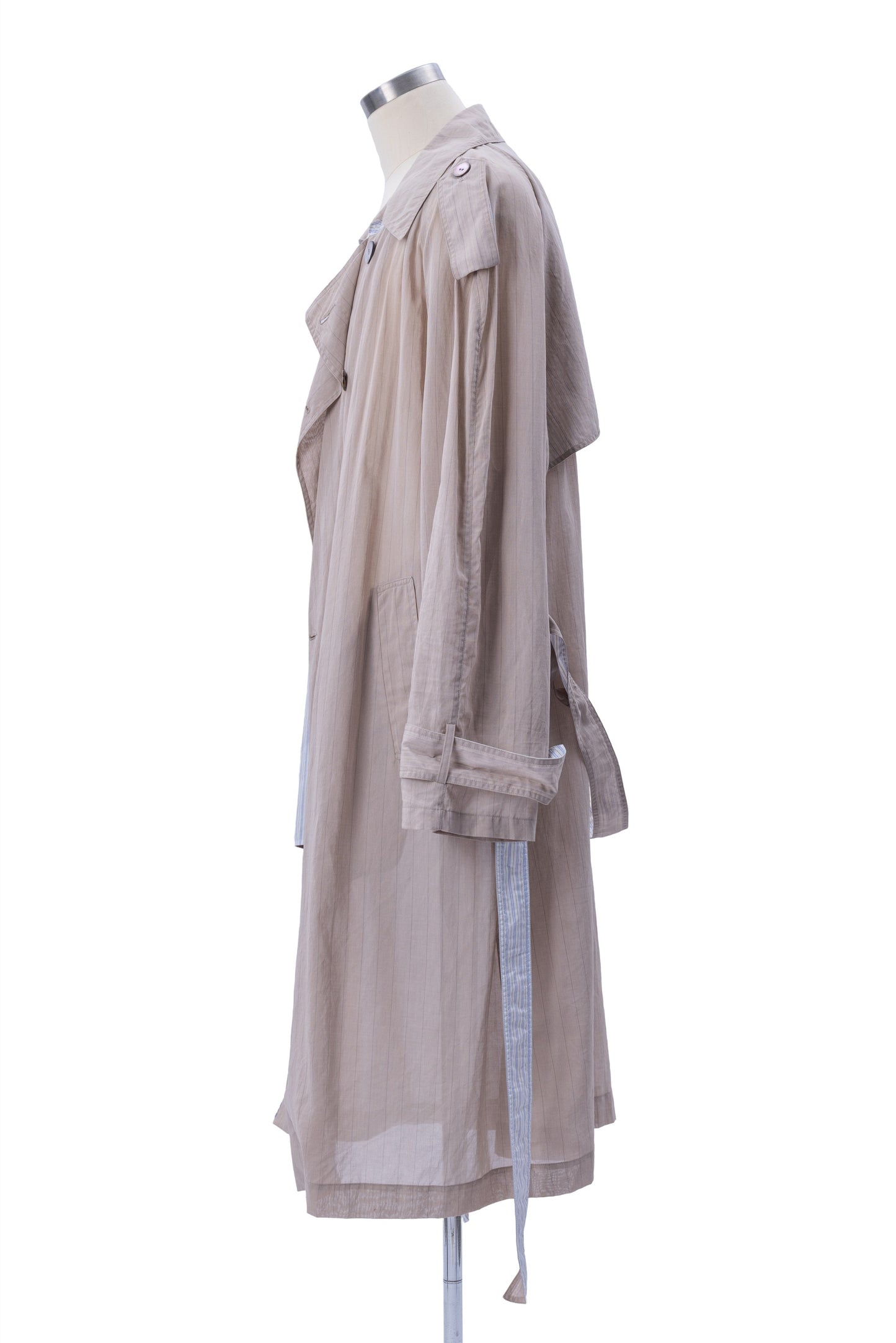 Vertical Stripes Double-Breast Shirt-Weight Trench - MH26AJK06B