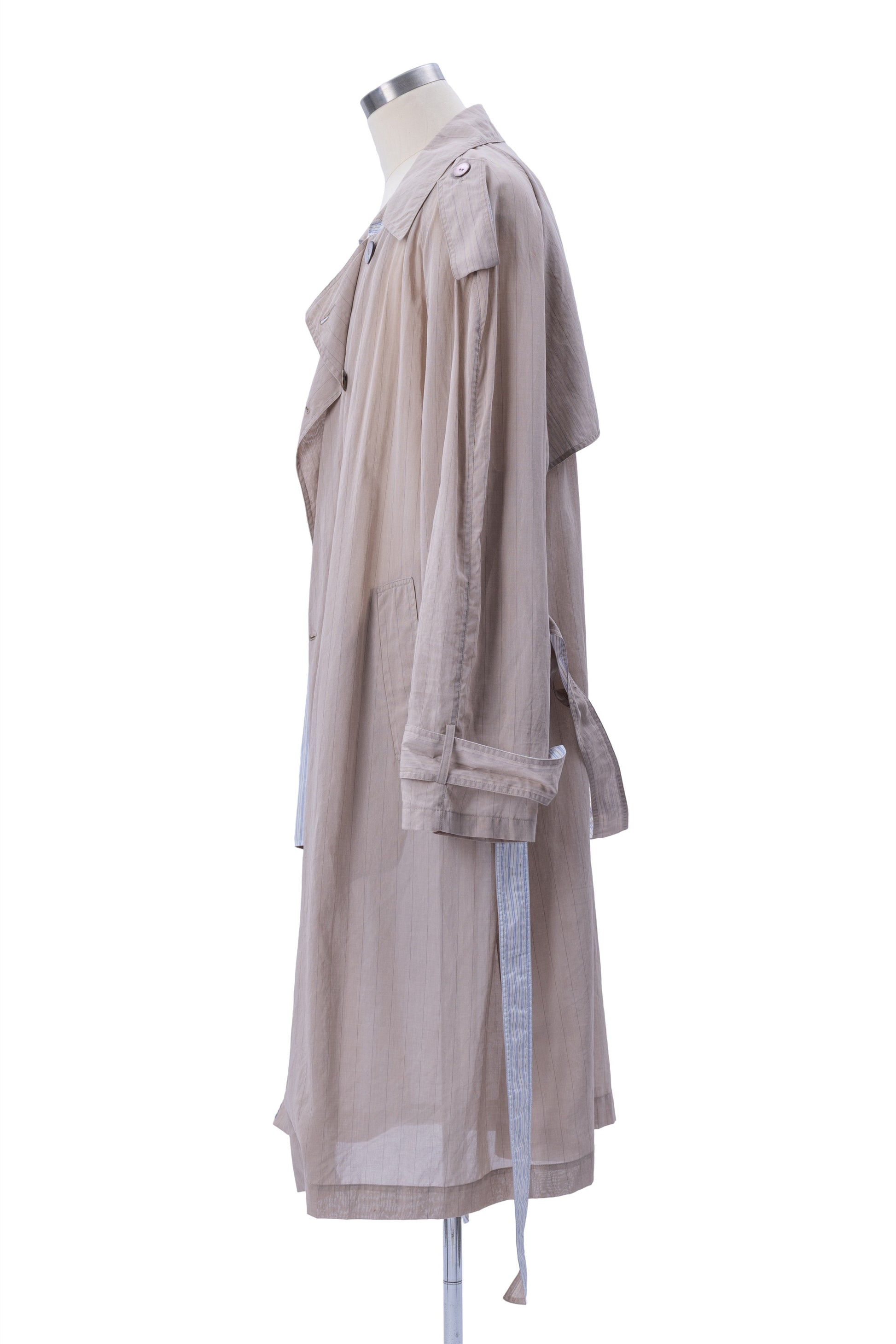 Vertical Stripes Double-Breast Shirt-Weight Trench - MH26AJK06B