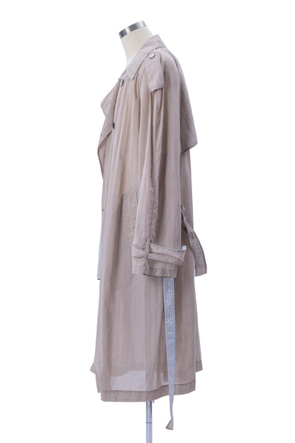 Vertical Stripes Double-Breast Shirt-Weight Trench - MH26AJK06B
