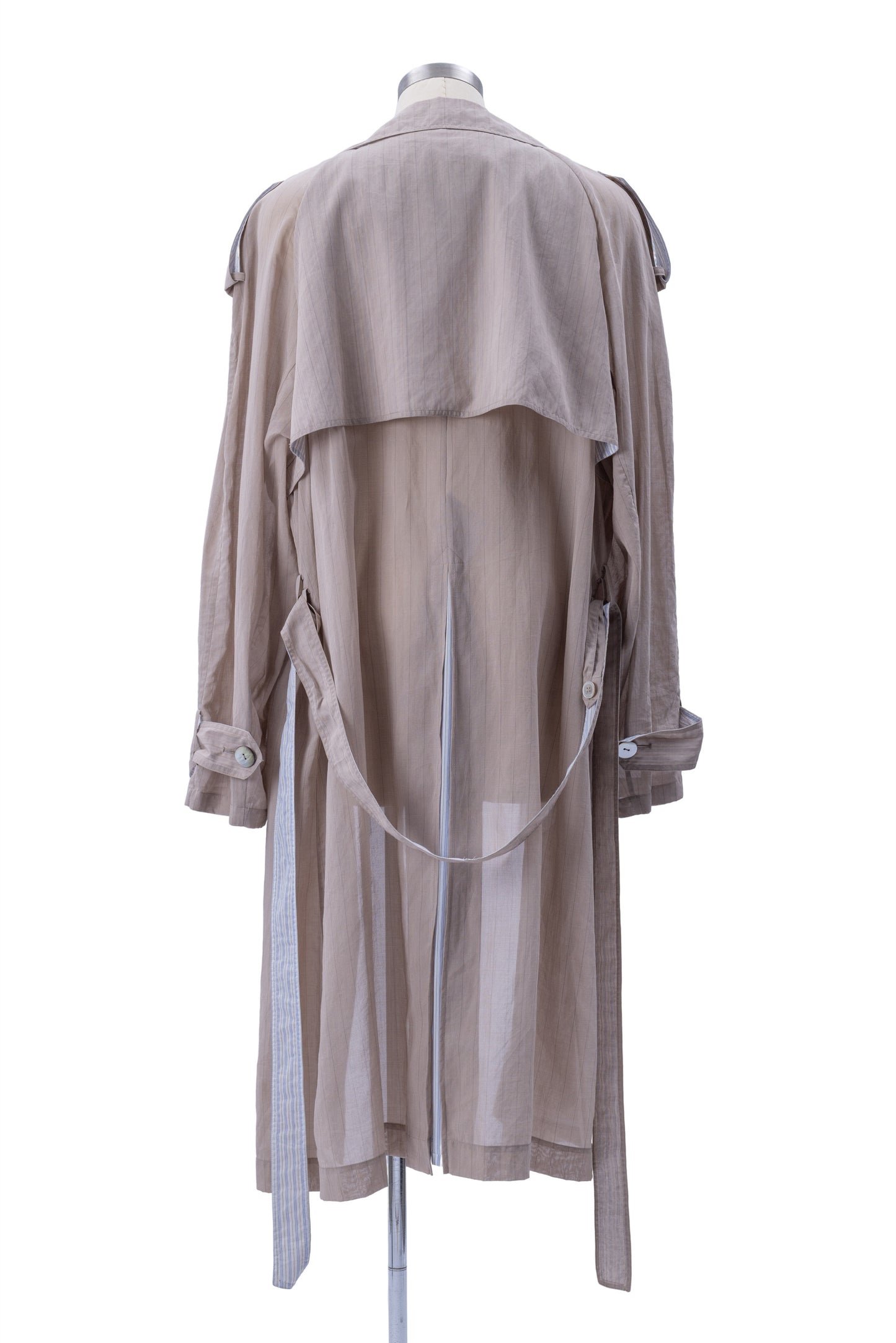 Vertical Stripes Double-Breast Shirt-Weight Trench - MH26AJK06B