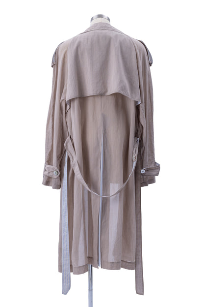 Vertical Stripes Double-Breast Shirt-Weight Trench - MH26AJK06B