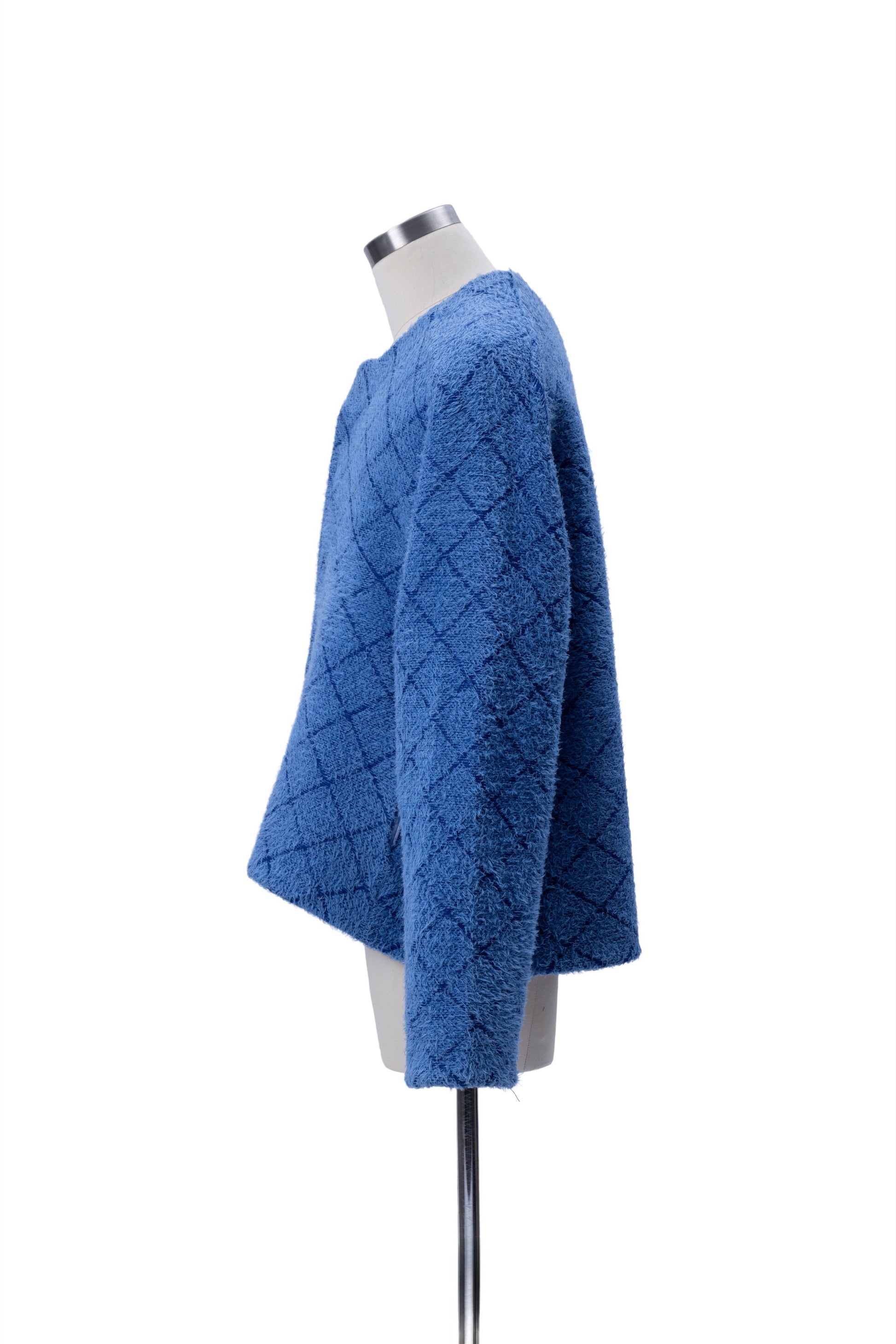 Crew Neck Diamond Jacquard Knit Cardigan - MH26AKC01A