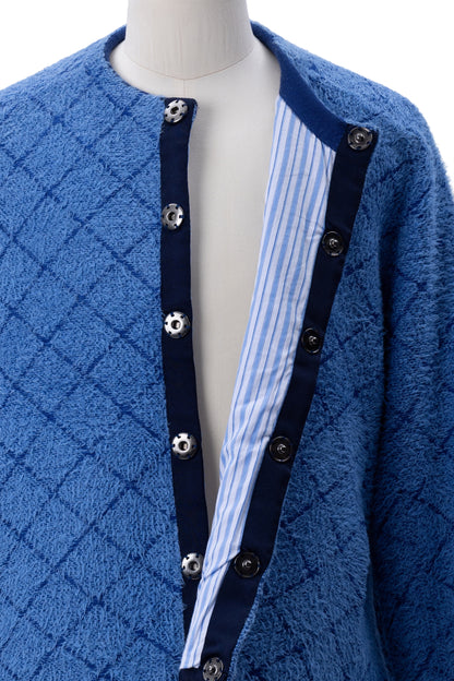 Crew Neck Diamond Jacquard Knit Cardigan - MH26AKC01A