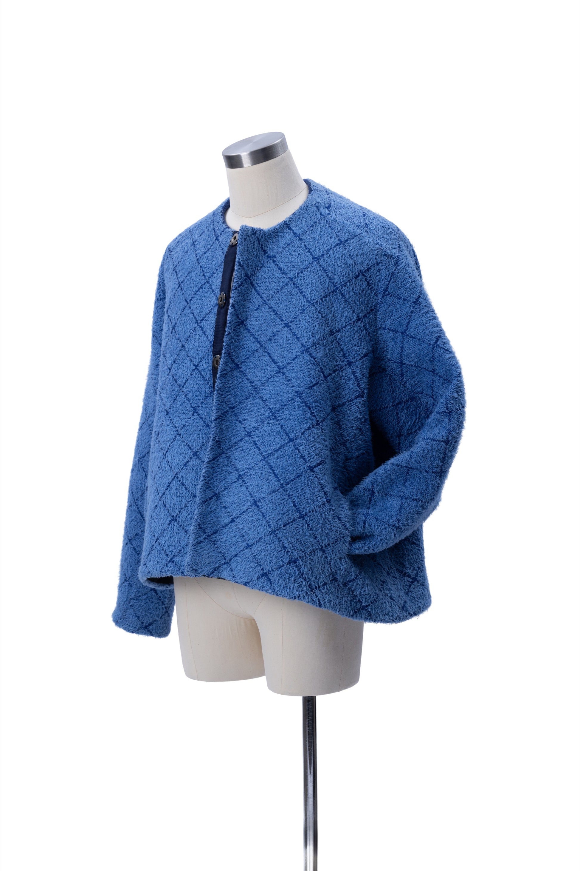 Crew Neck Diamond Jacquard Knit Cardigan - MH26AKC01A