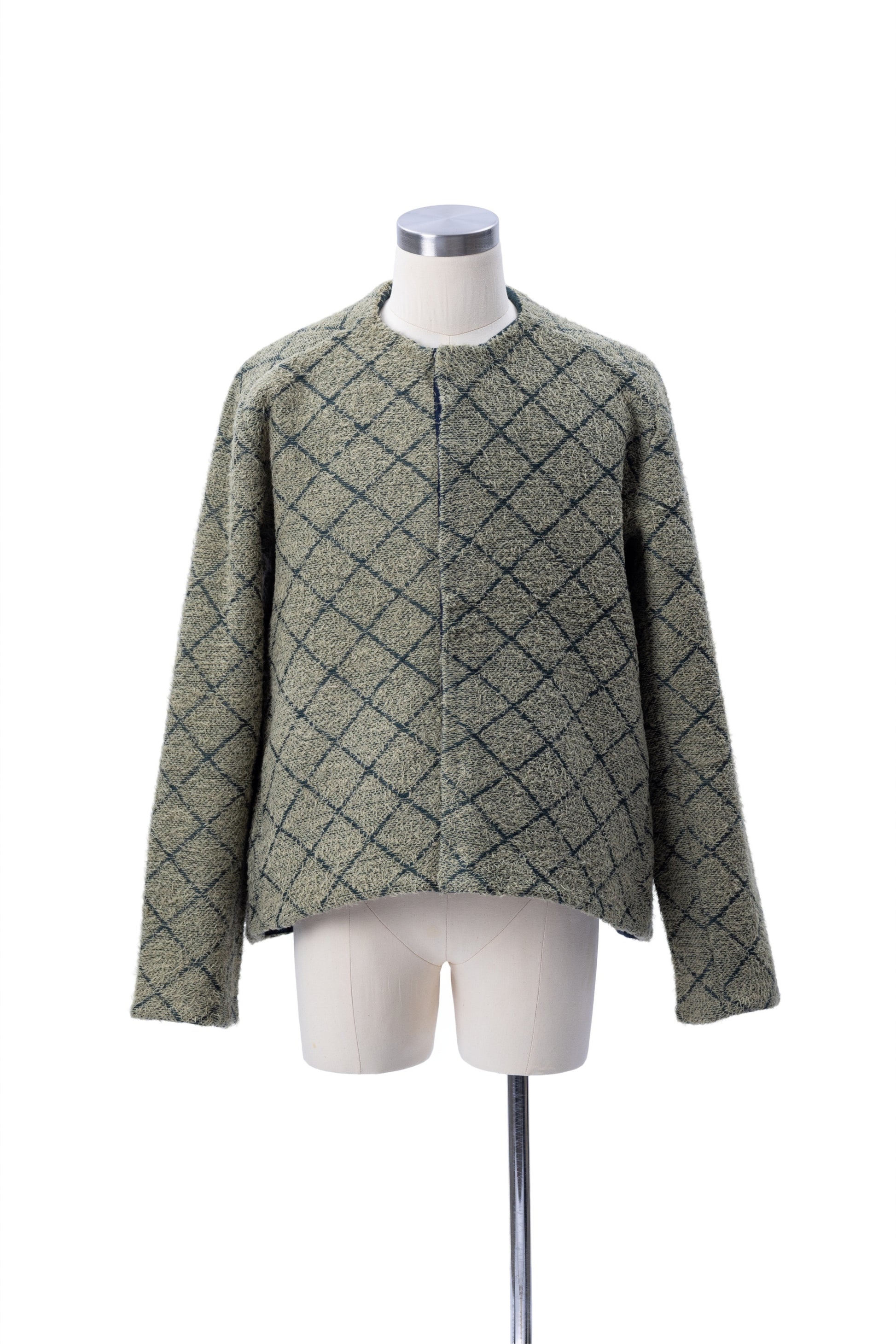 Crew Neck Diamond Jacquard Knit Cardigan - MH26AKC01B