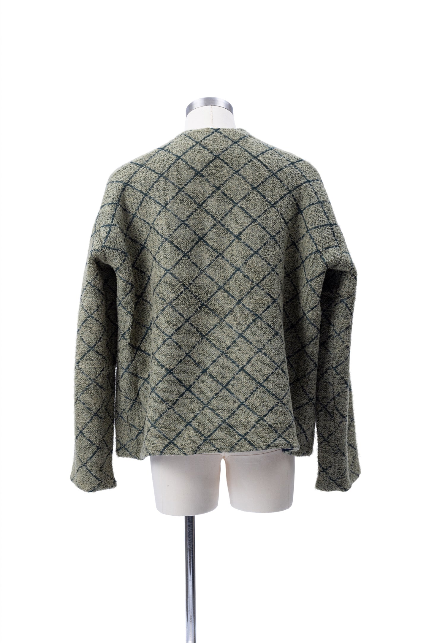 Crew Neck Diamond Jacquard Knit Cardigan - MH26AKC01B