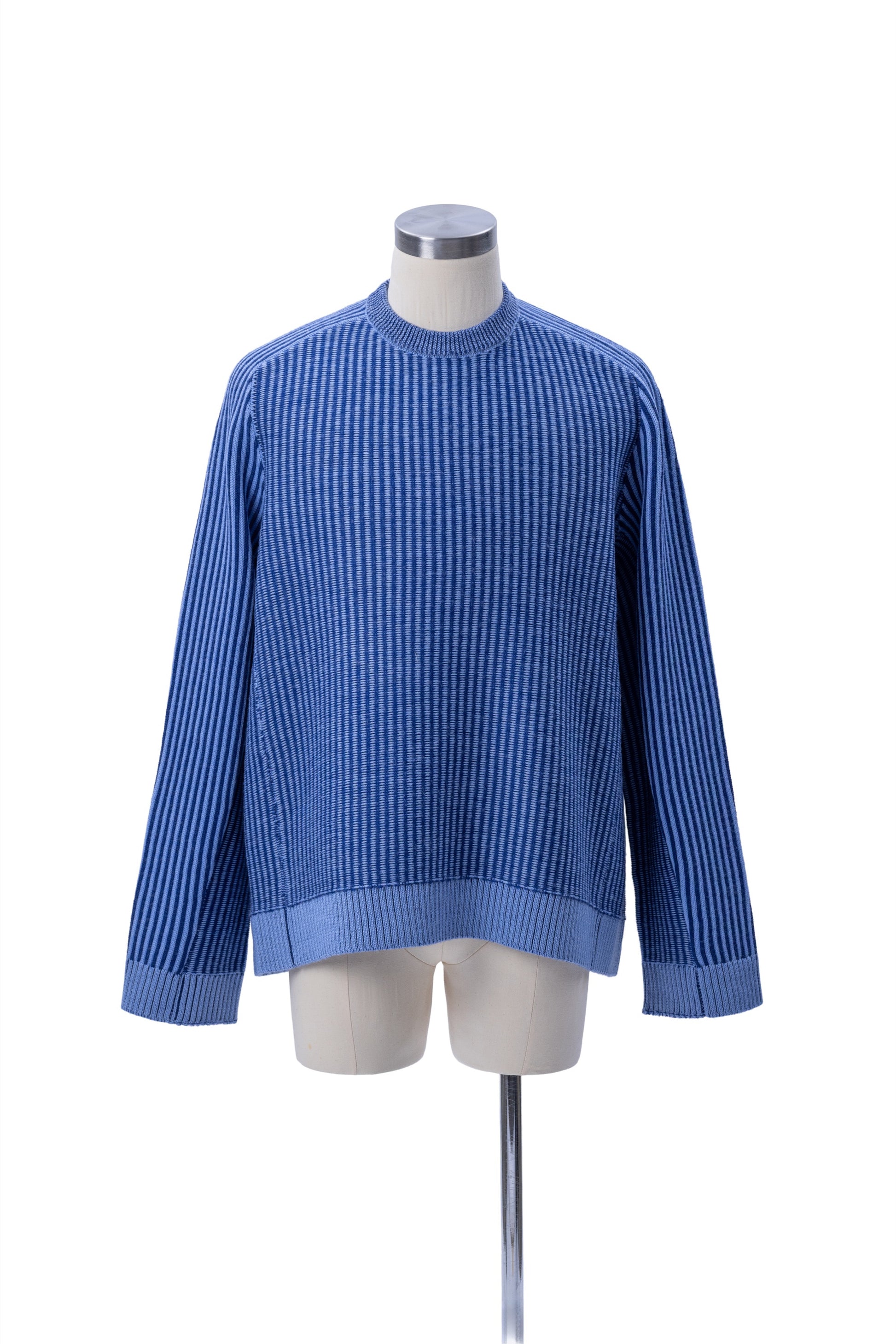 Crew Neck Inside-Out Jacquard Stripes Sweater - MH26AKS01A