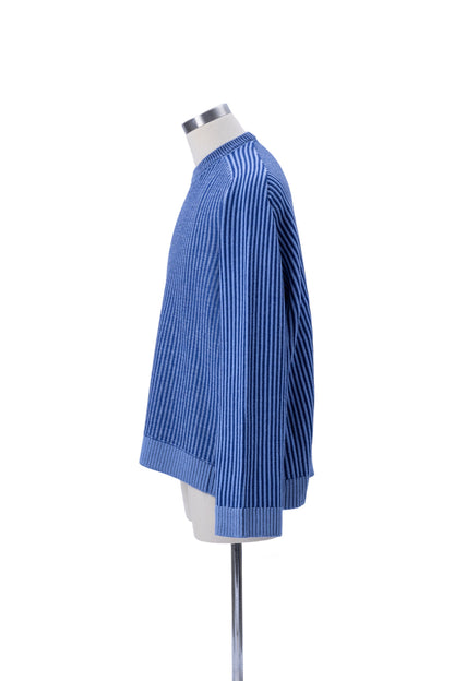 Crew Neck Inside-Out Jacquard Stripes Sweater - MH26AKS01A