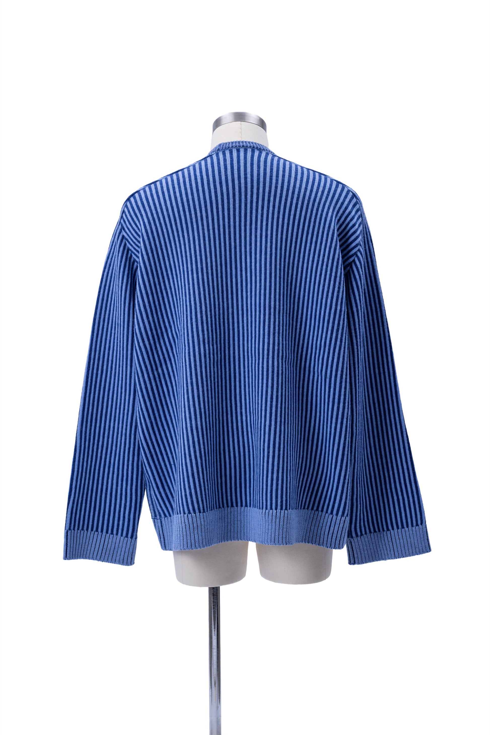 Crew Neck Inside-Out Jacquard Stripes Sweater - MH26AKS01A