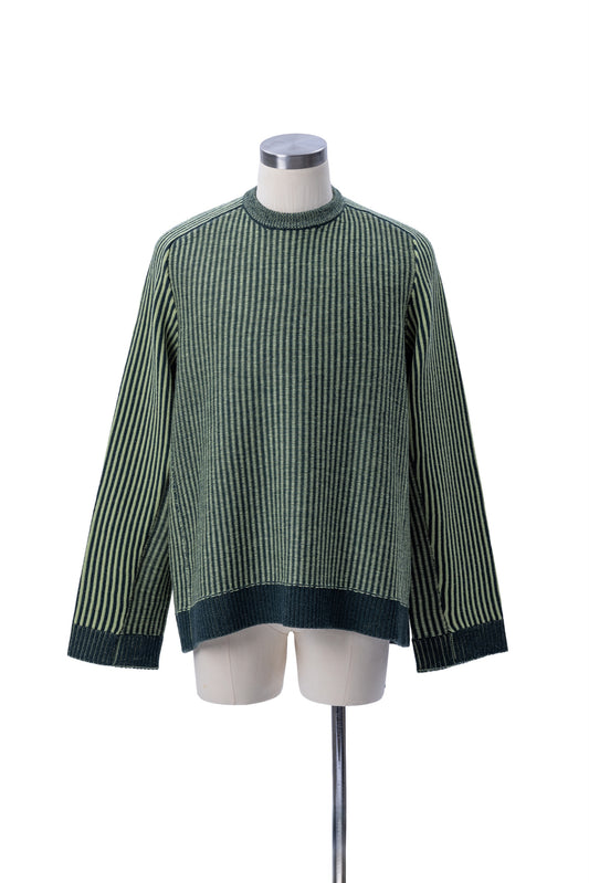Crew Neck Inside-Out Jacquard Stripes Sweater - MH26AKS01B