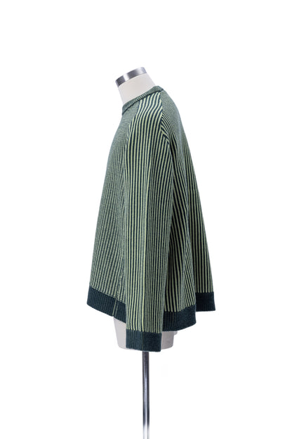 Crew Neck Inside-Out Jacquard Stripes Sweater - MH26AKS01B