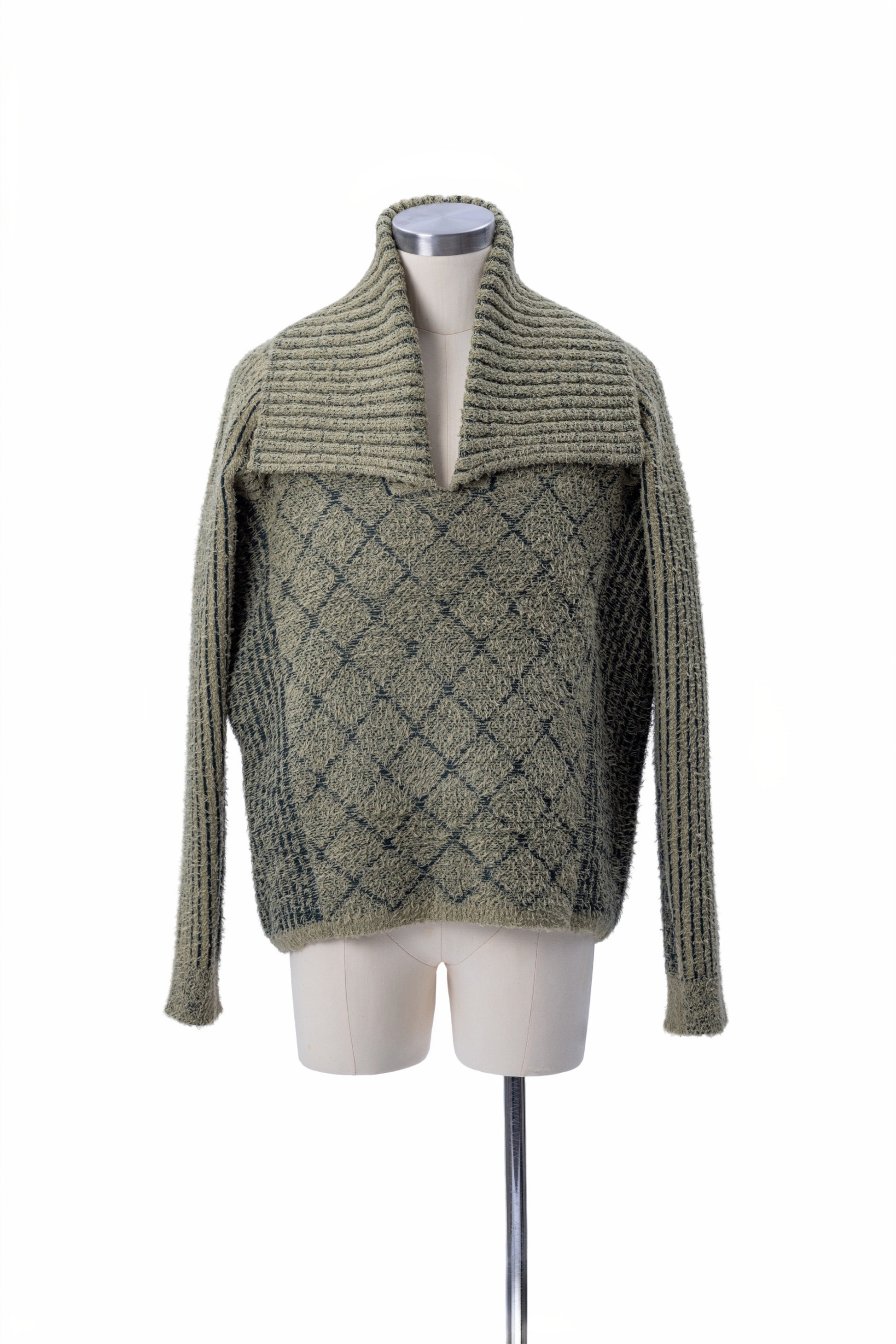 Mixed Texture Jacquard Knit Sweater - MH26AKS03B