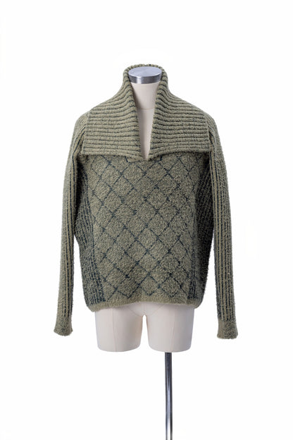 Mixed Texture Jacquard Knit Sweater - MH26AKS03B