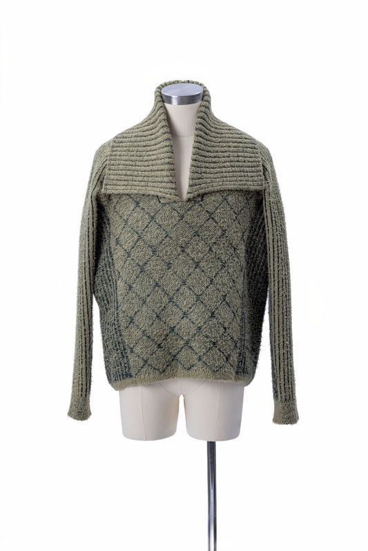 Mixed Texture Jacquard Knit Sweater - MH26AKS03B