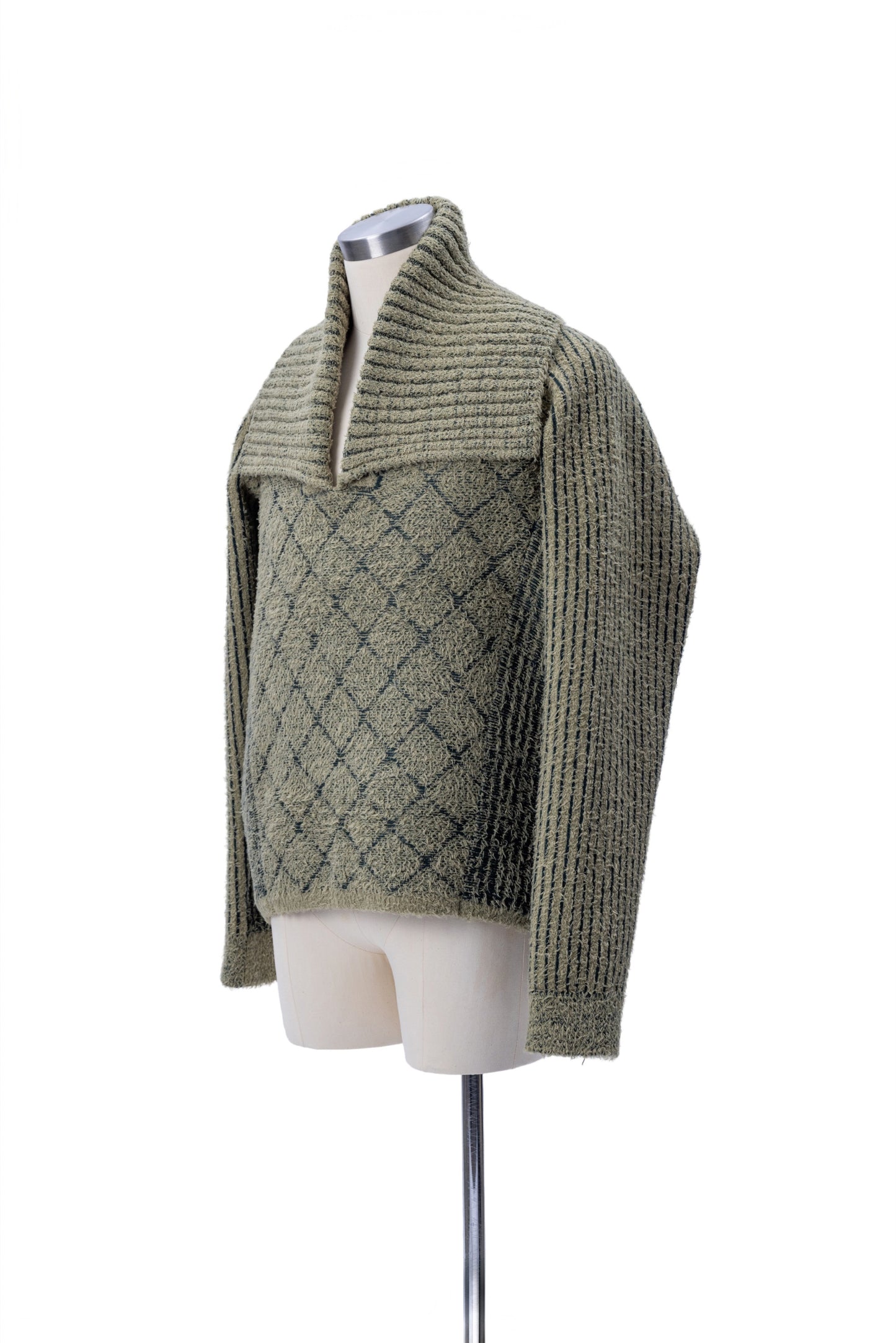 Mixed Texture Jacquard Knit Sweater - MH26AKS03B