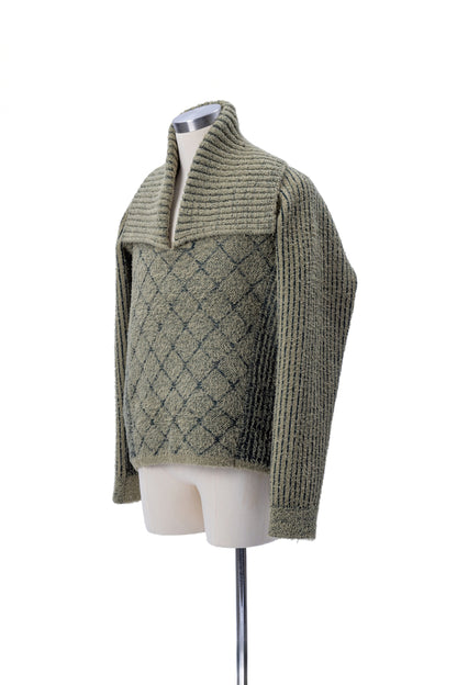 Mixed Texture Jacquard Knit Sweater - MH26AKS03B
