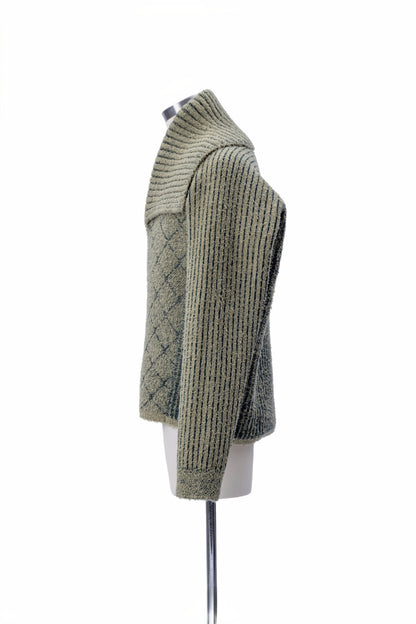 Mixed Texture Jacquard Knit Sweater - MH26AKS03B