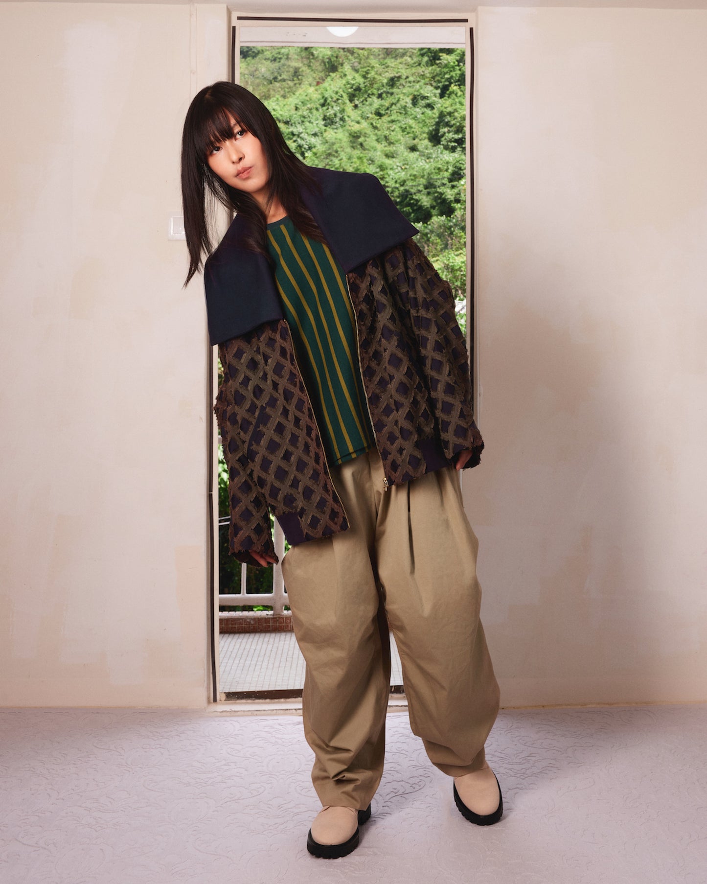 Triple-Pleated Barrel Chinos - MH26AP01A