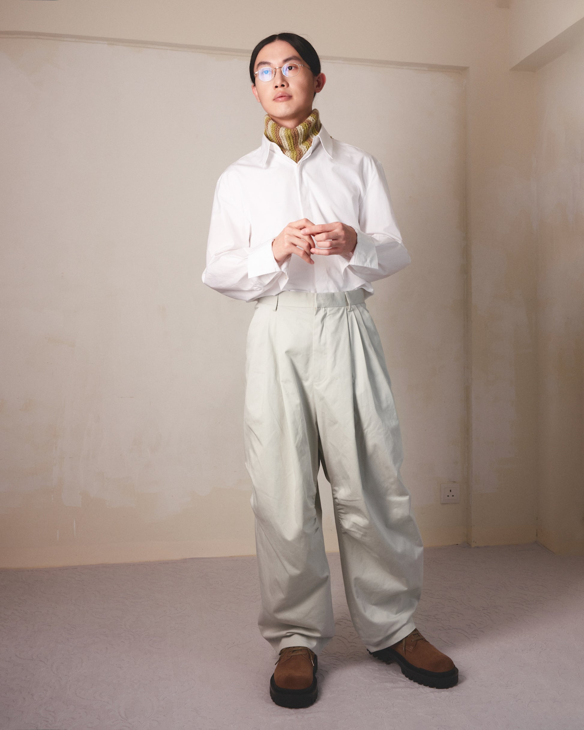 Triple-Pleated Barrel Chinos - MH26AP01B