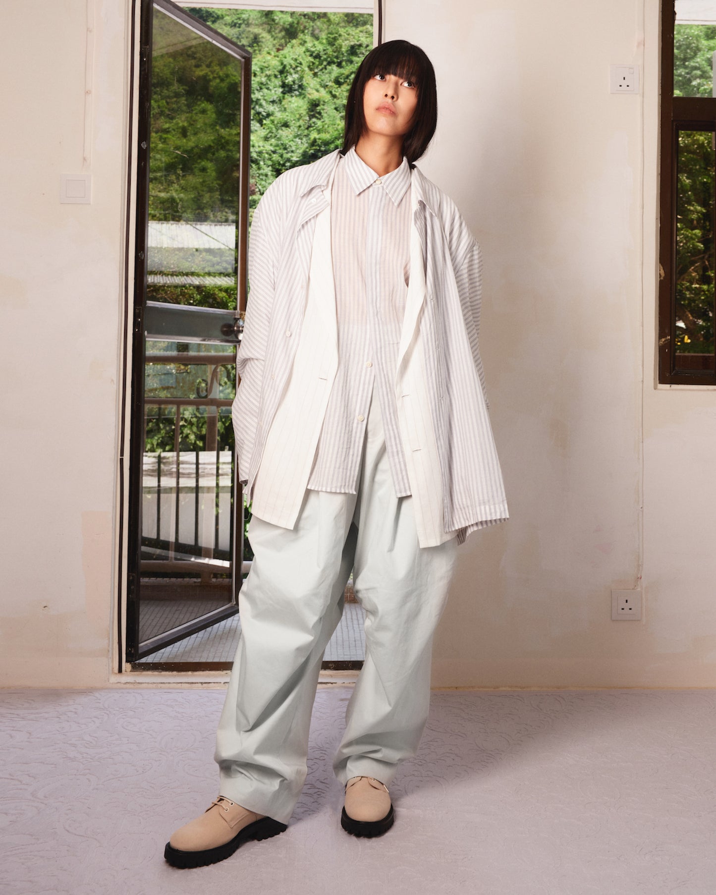 Triple-Pleated Barrel Chinos - MH26AP01B