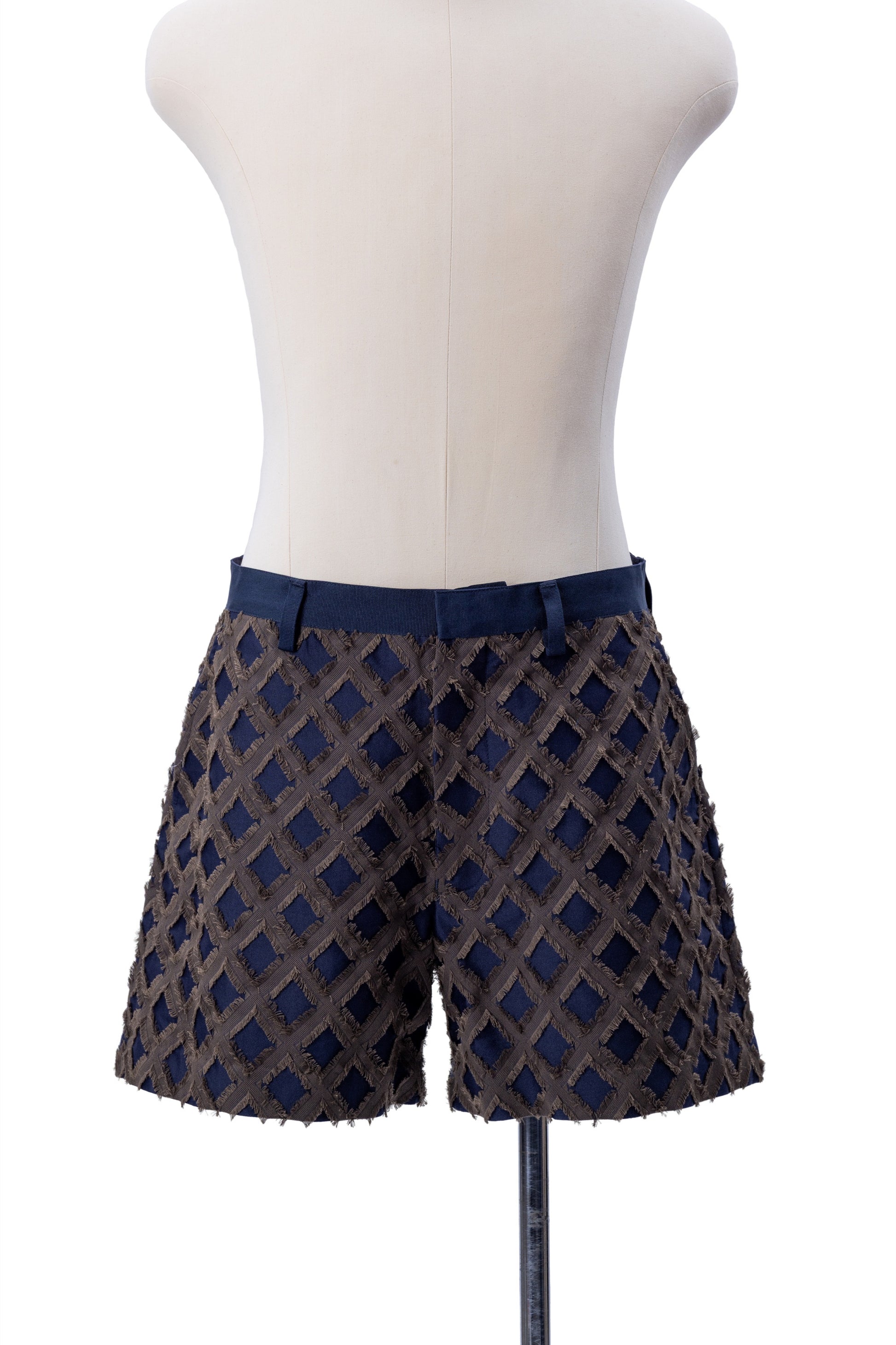 Diamond Lattice Fringe Jacquard Tailored Shorts - MH26AP04B