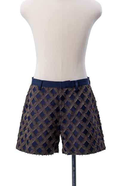 Diamond Lattice Fringe Jacquard Tailored Shorts - MH26AP04B