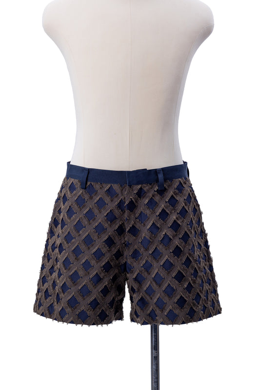 Diamond Lattice Fringe Jacquard Tailored Shorts - MH26AP04B