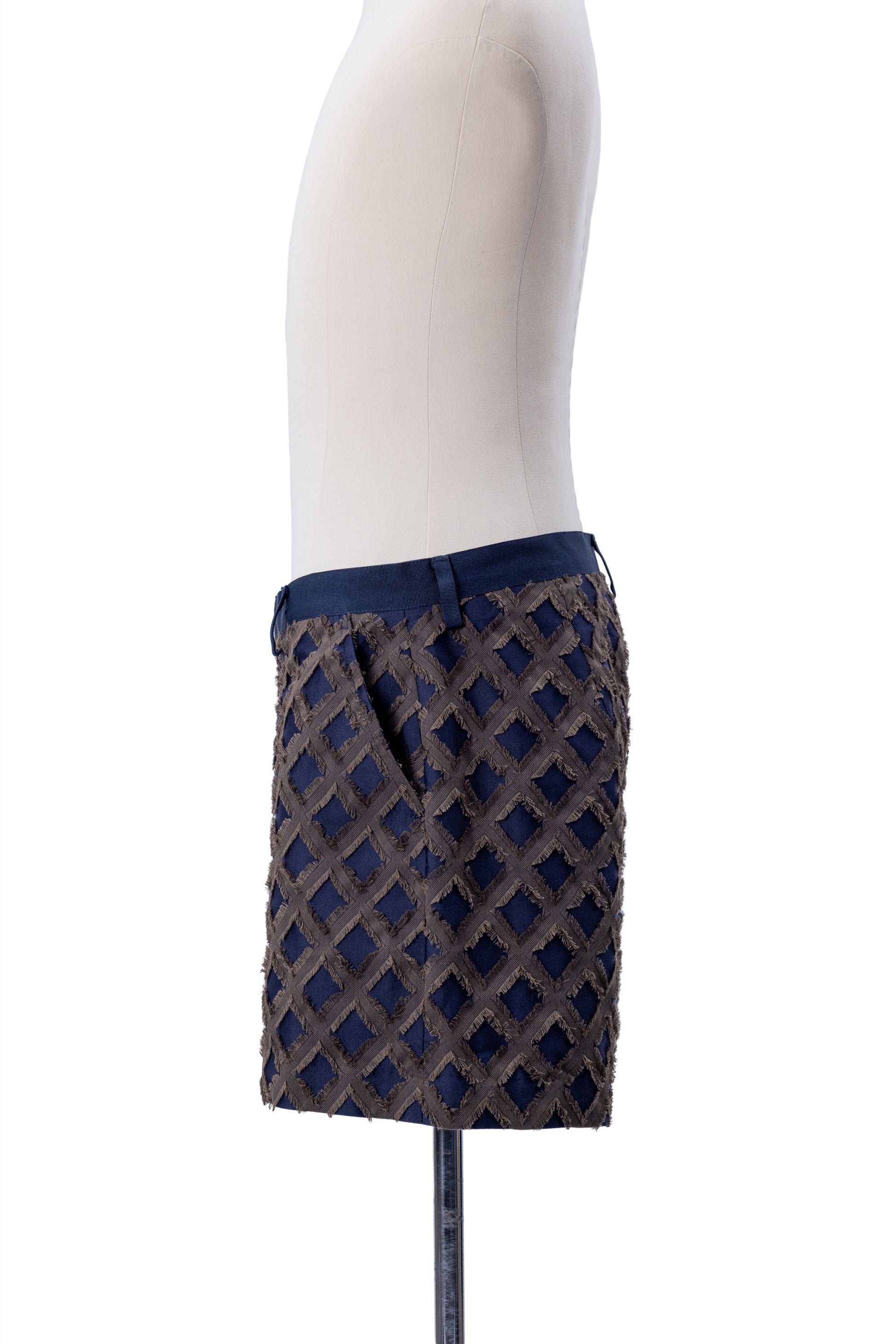 Diamond Lattice Fringe Jacquard Tailored Shorts - MH26AP04B