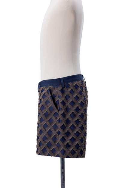 Diamond Lattice Fringe Jacquard Tailored Shorts - MH26AP04B