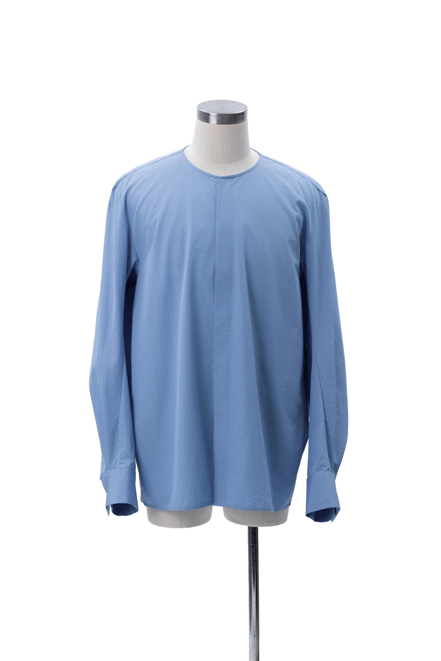 Thomas Mason Bias-Cut Sleeves Collarless Shirt - MH26AST02B