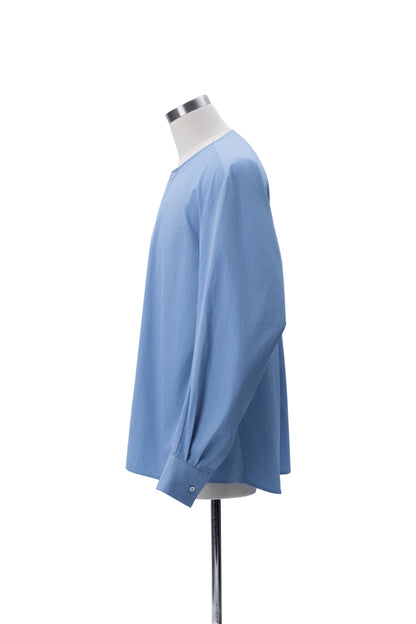 Thomas Mason Bias-Cut Sleeves Collarless Shirt - MH26AST02B