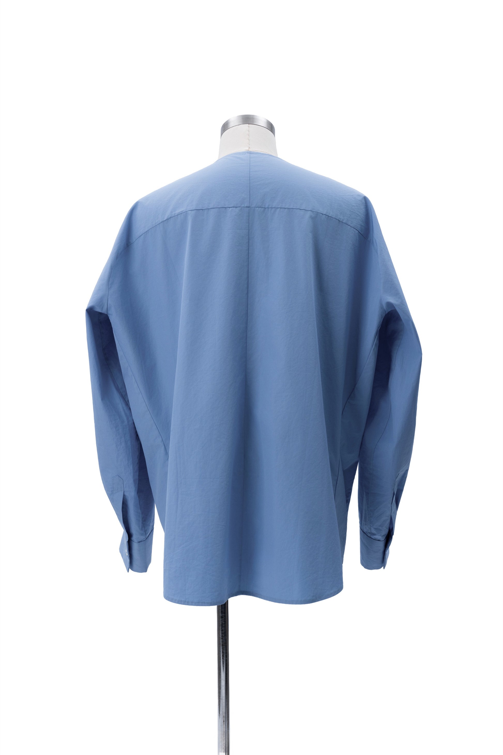 Thomas Mason Bias-Cut Sleeves Collarless Shirt - MH26AST02B