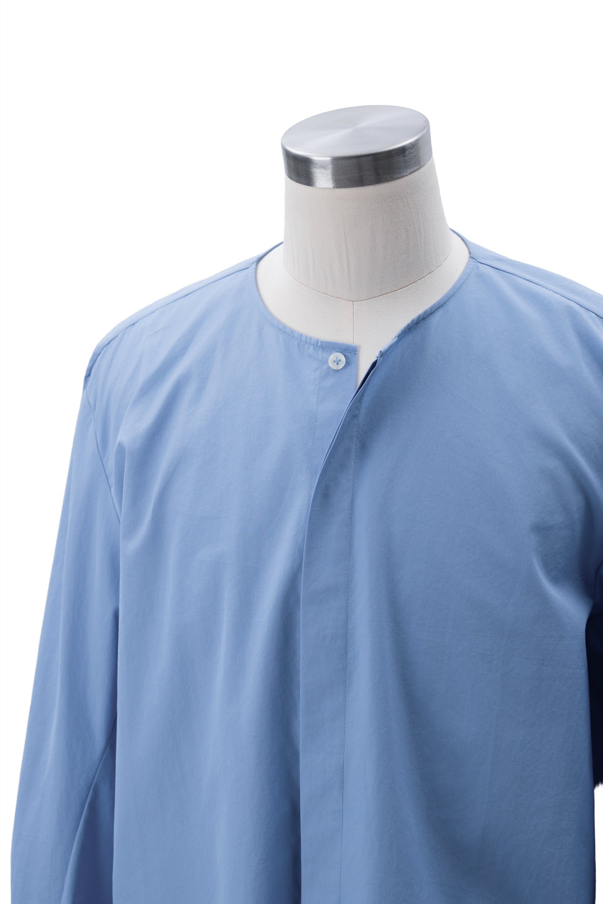 Thomas Mason Bias-Cut Sleeves Collarless Shirt - MH26AST02B