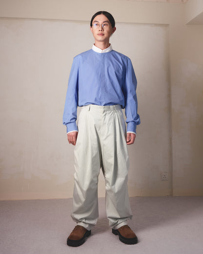 Thomas Mason Bias-Cut Sleeves Collarless Shirt - MH26AST02B